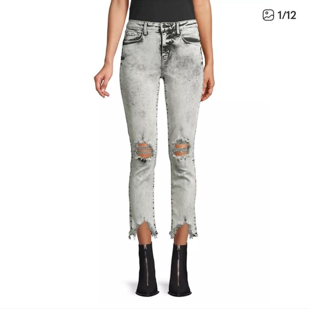 L'AGENCE Black and Gray Distressed Skinny Jeans
